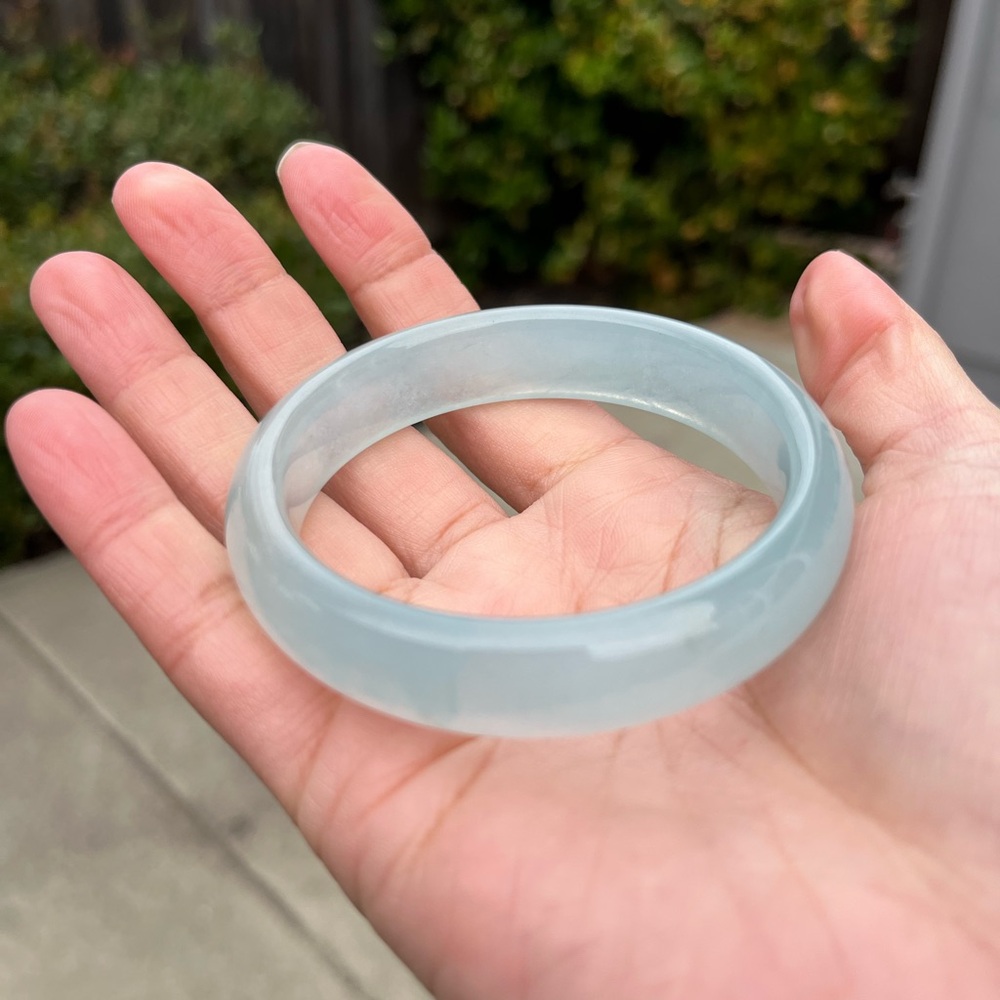 ❄️ SALE ❄️ Translucent Icy Burma Jade Jadeite Light Green Bangle Bracelet 57mm